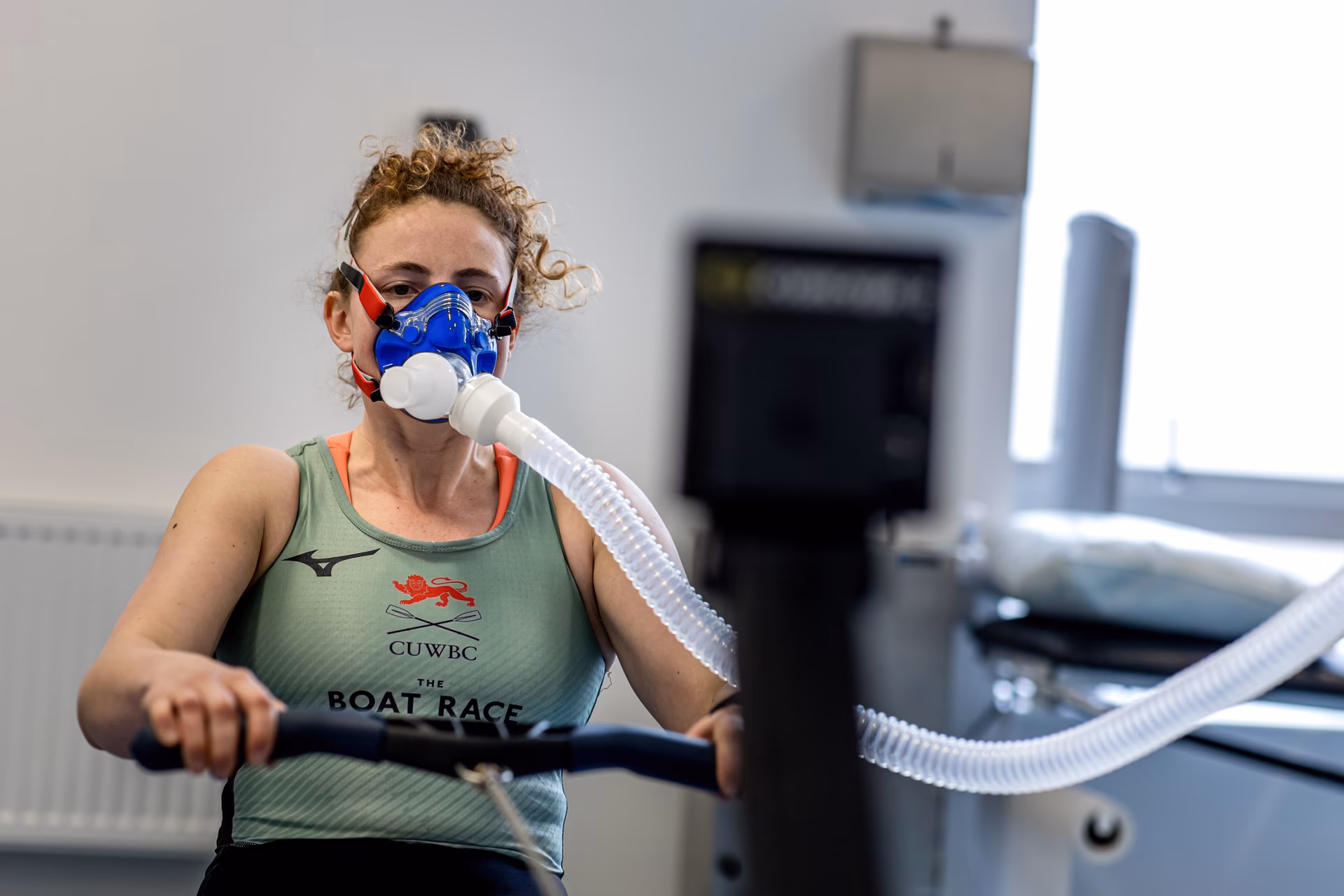 Athlete completing metabolic performance testing